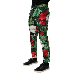 Multicolor Floral Print Cotton Tapered Pants