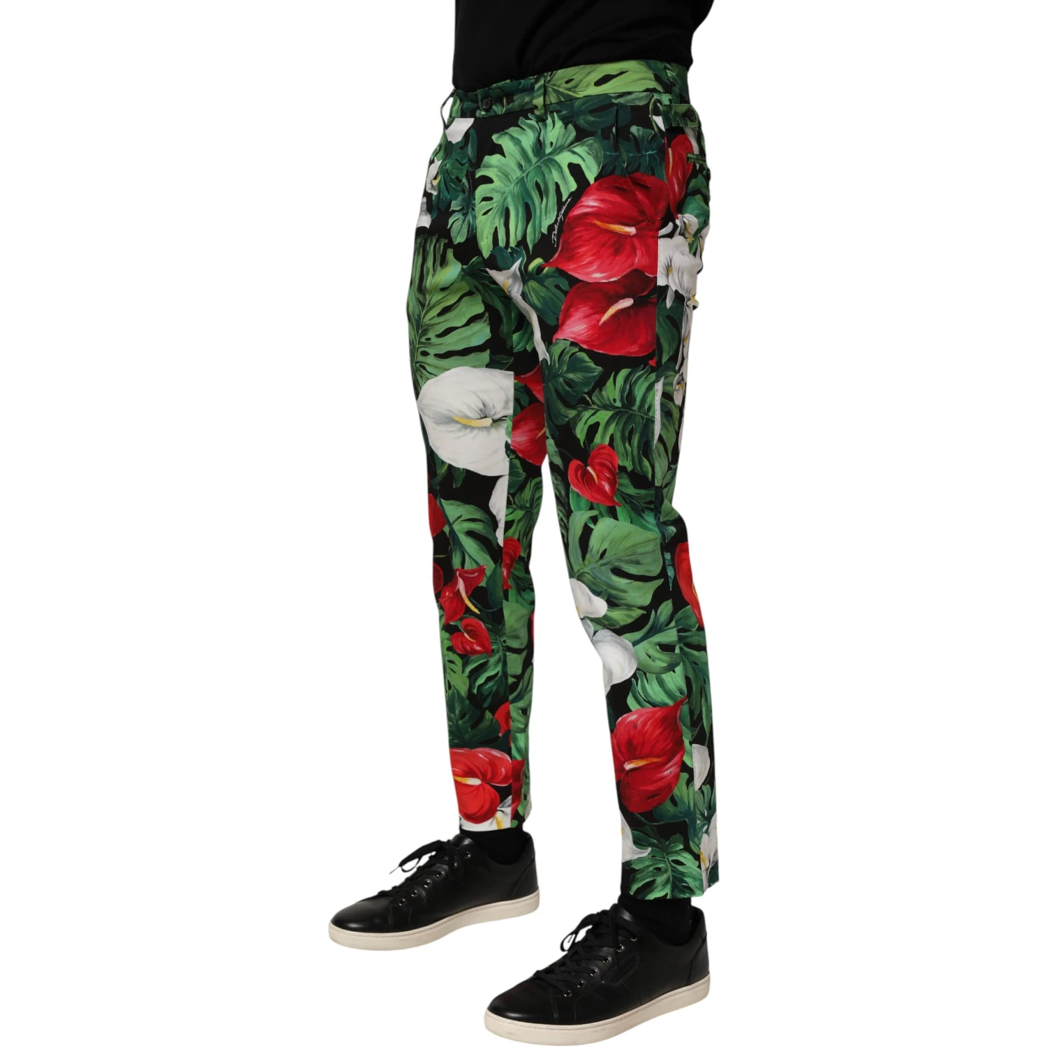 Multicolor Floral Print Cotton Tapered Pants
