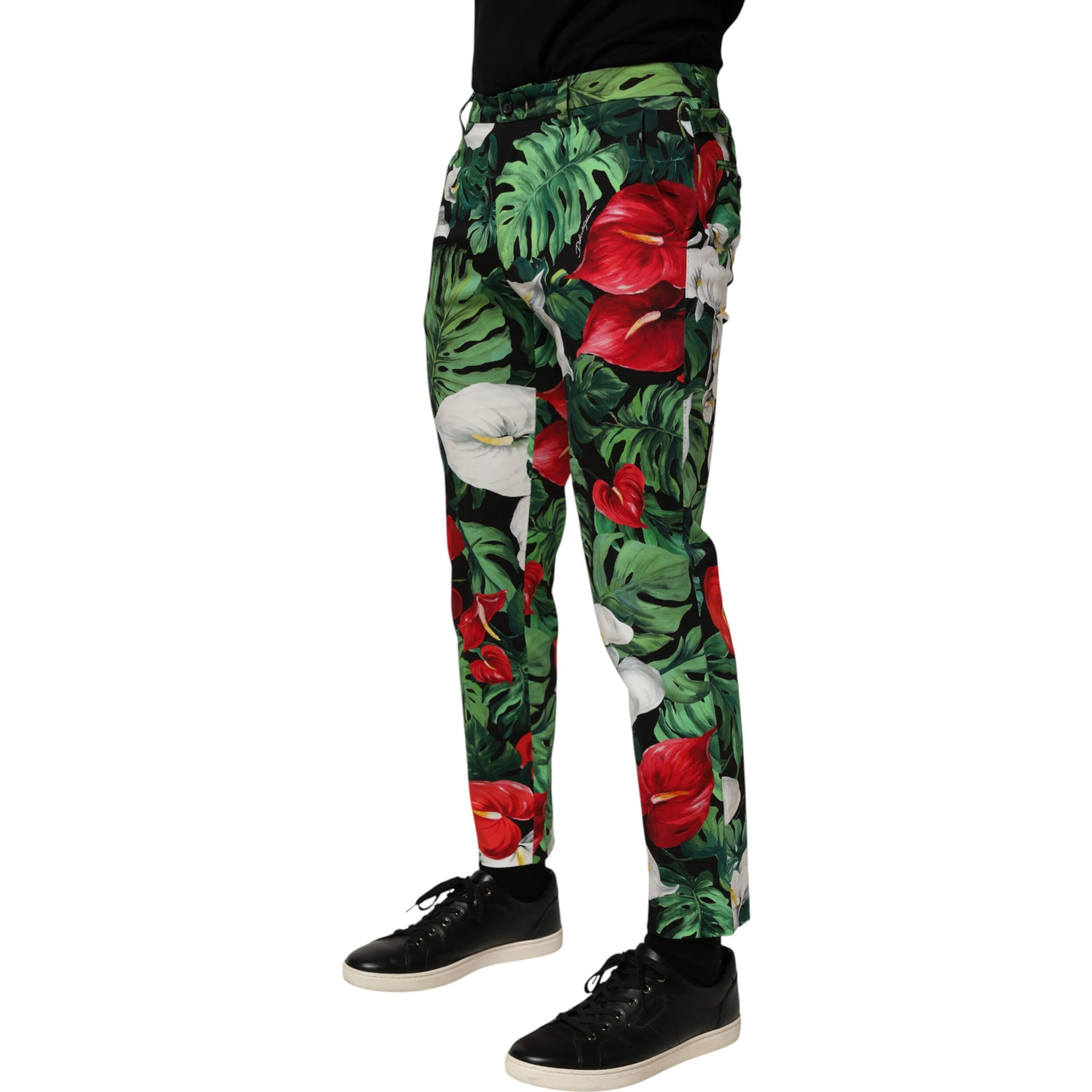 Multicolor Floral Print Cotton Tapered Pants