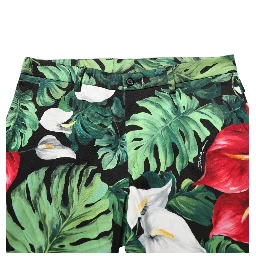 Multicolor Floral Print Cotton Tapered Pants