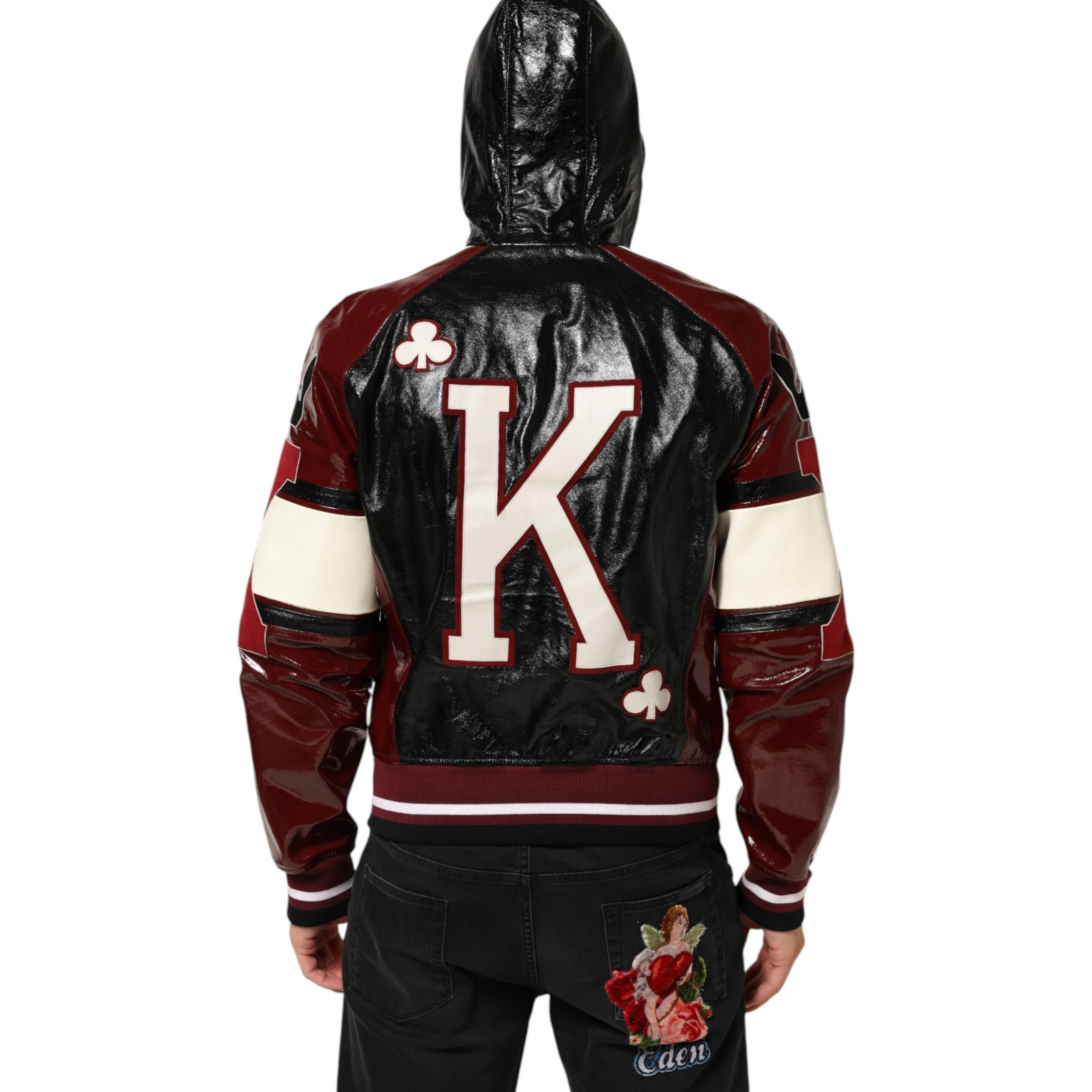 Multicolor Hooded Leather DG King Men Biker Jacket