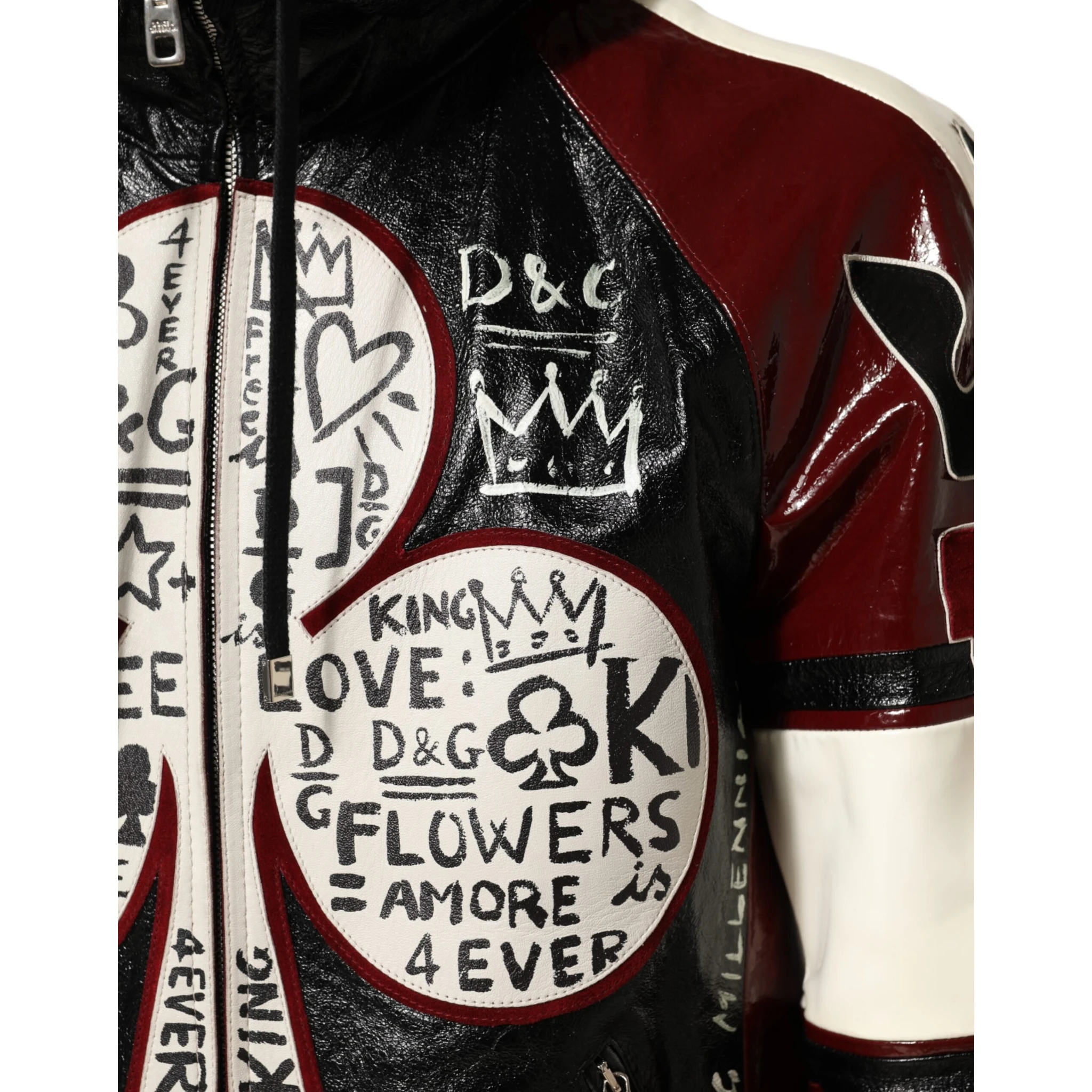 Multicolor Hooded Leather DG King Men Biker Jacket