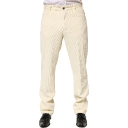 Beige Corduroy Cotton Straight Men Trouser Pants