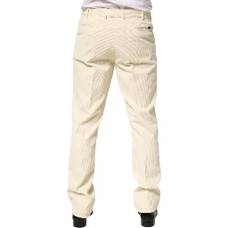 Beige Corduroy Cotton Straight Men Trouser Pants