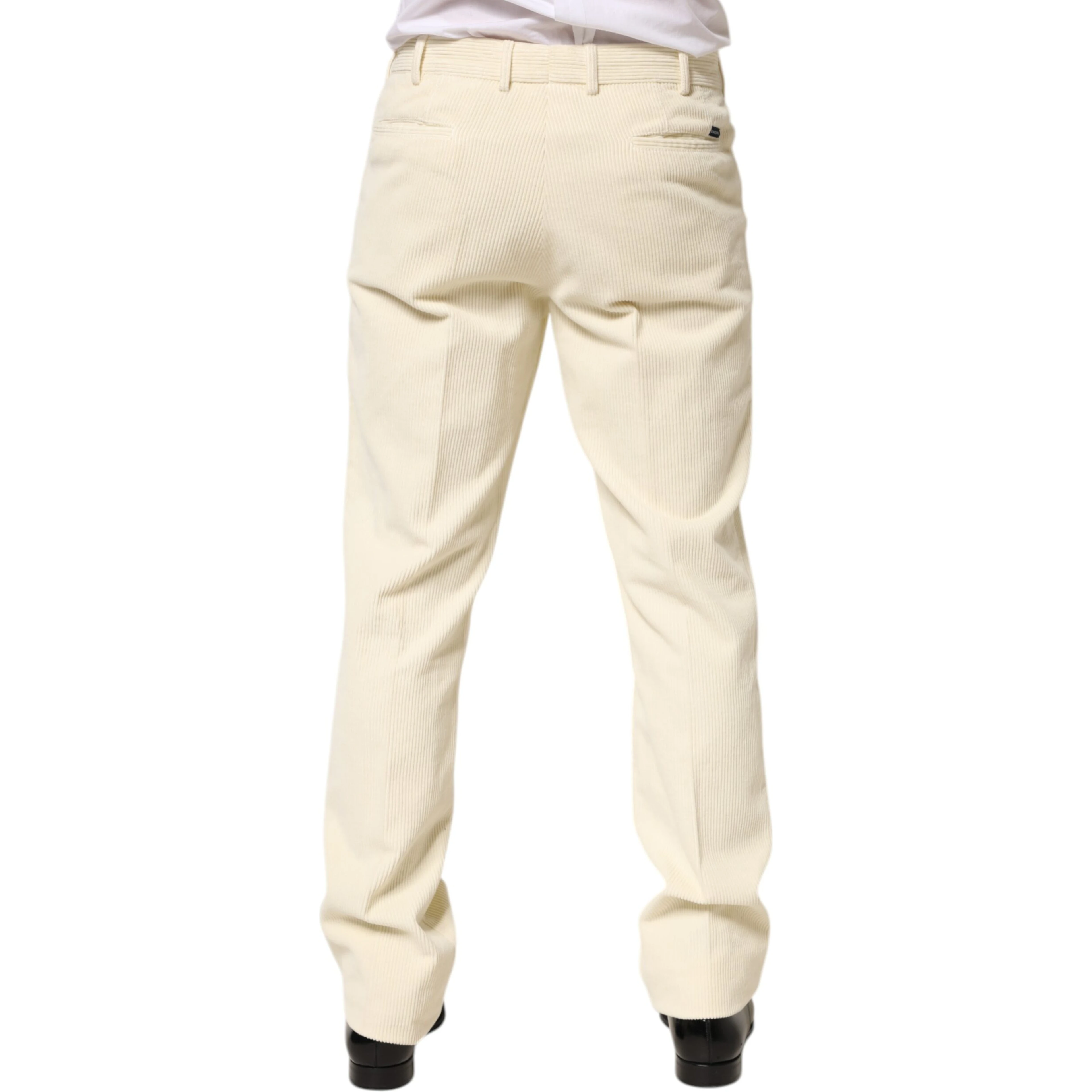 Beige Corduroy Cotton Straight Men Trouser Pants