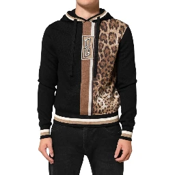 Black Leopard Logo Hooded Sweatshirt Sweater
