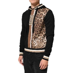 Black Leopard Logo Hooded Sweatshirt Sweater