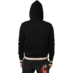 Black Leopard Logo Hooded Sweatshirt Sweater