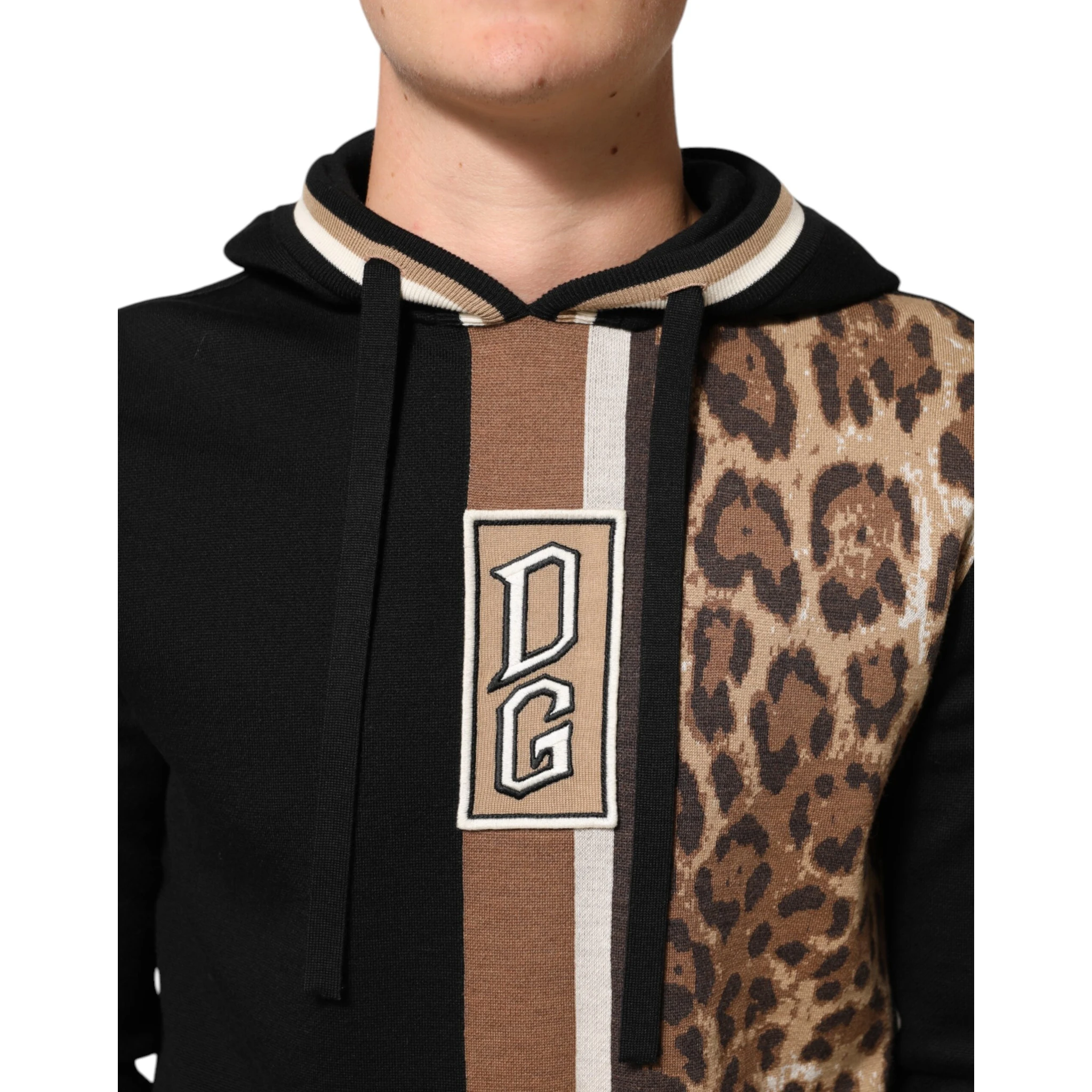 Black Leopard Logo Hooded Sweatshirt Sweater