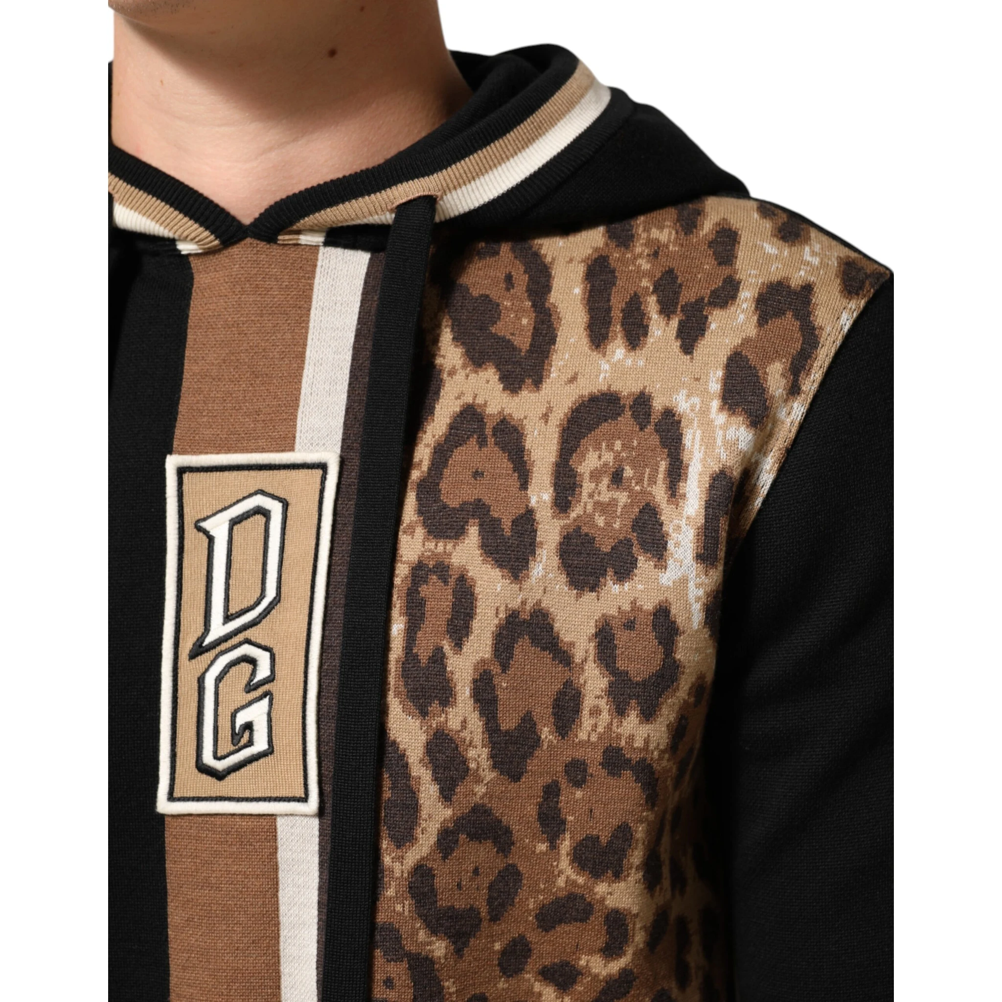 Black Leopard Logo Hooded Sweatshirt Sweater