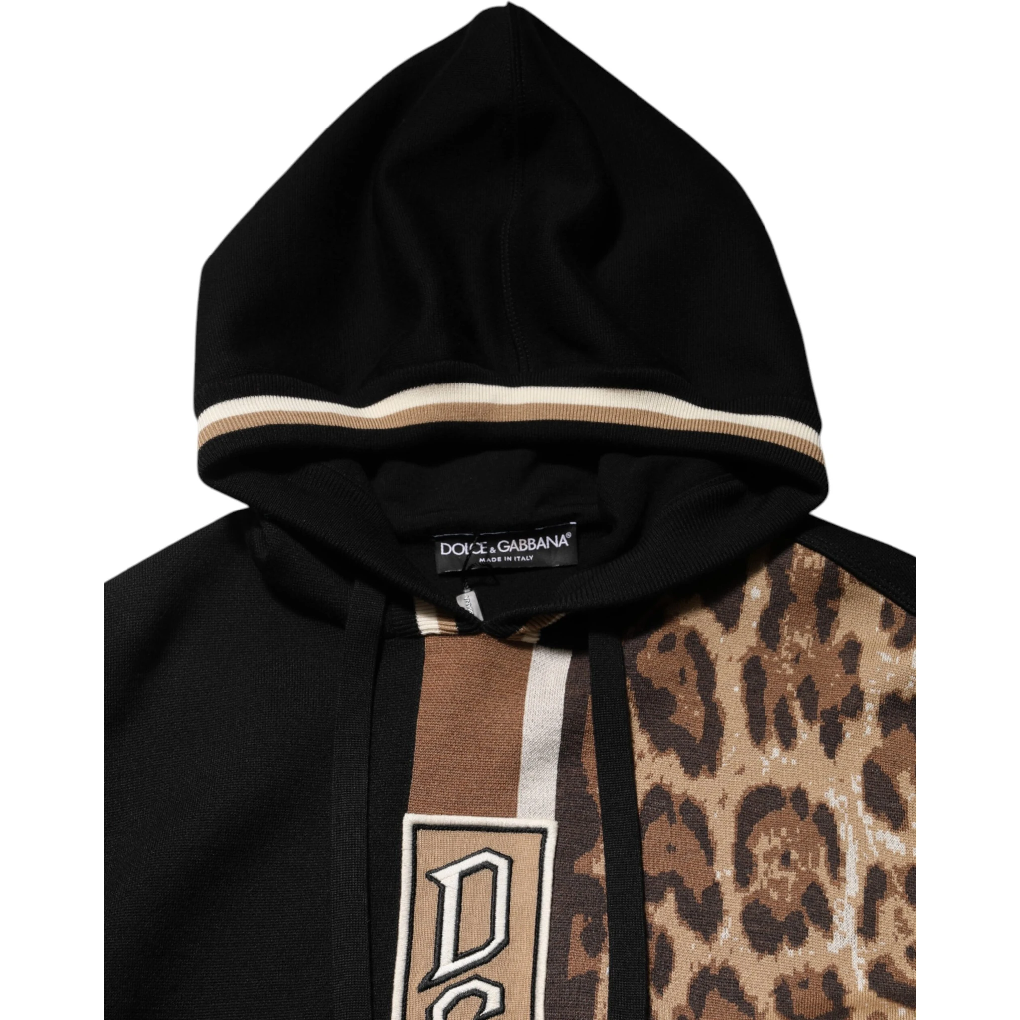 Black Leopard Logo Hooded Sweatshirt Sweater