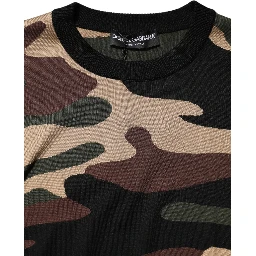 Multicolor Camouflage Crew Neck Men Pullover Sweater
