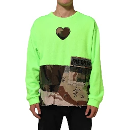 Green Patchwork Heart Men Sweatshirt Sweater