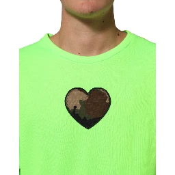 Green Patchwork Heart Men Sweatshirt Sweater