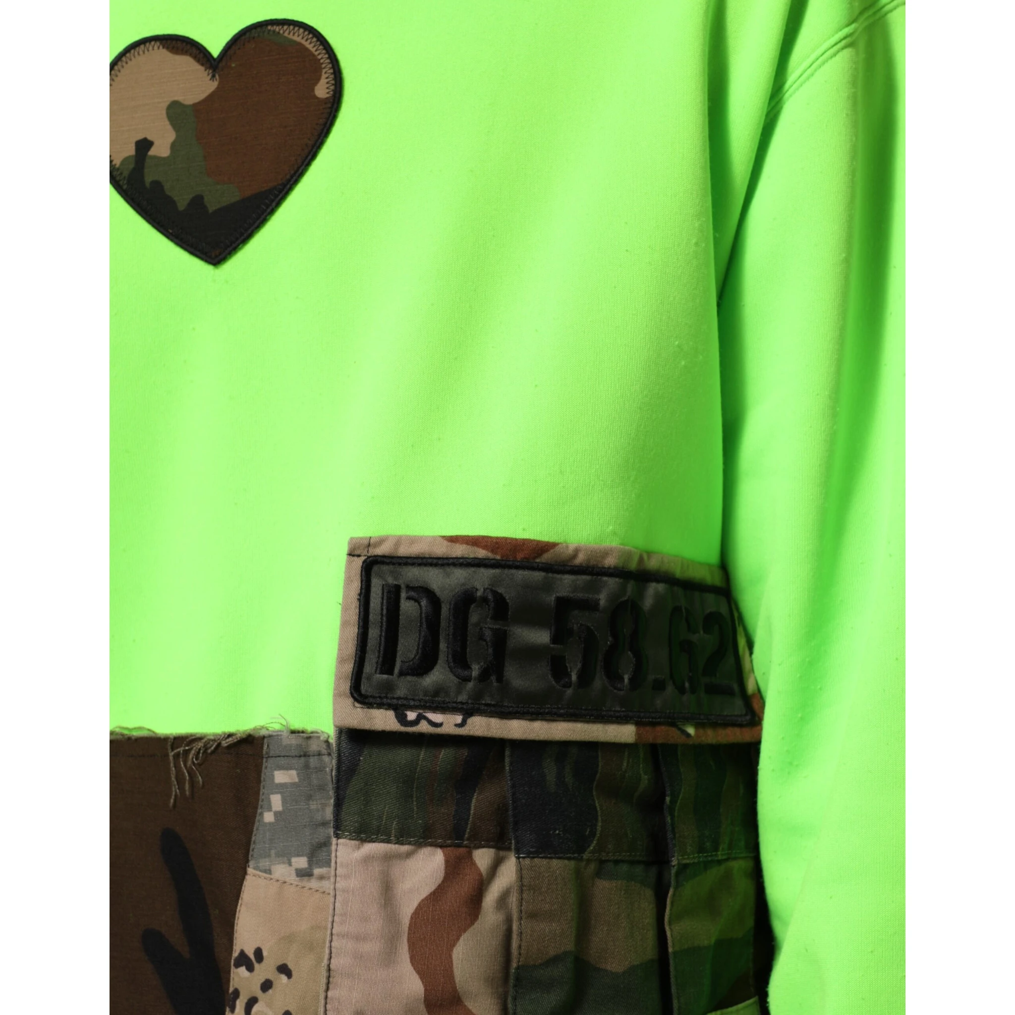 Green Patchwork Heart Men Sweatshirt Sweater