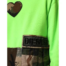 Green Patchwork Men Sweatshirt Sweater