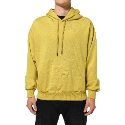 Yellow Logo Cotton Hooded Sweatshirt Sweater