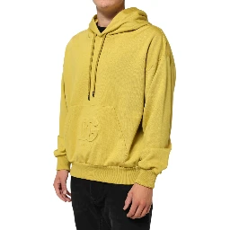 Yellow Logo Cotton Hooded Sweatshirt Sweater