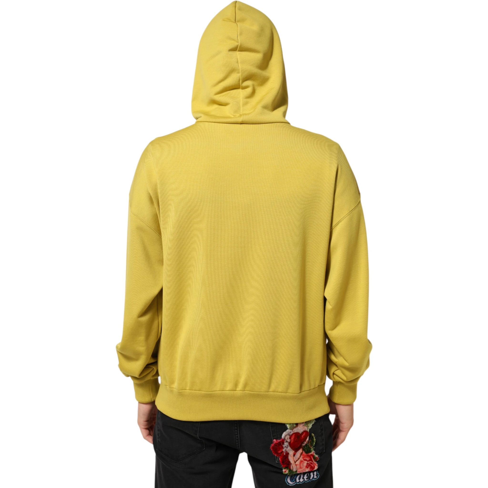Yellow Logo Cotton Hooded Sweatshirt Sweater