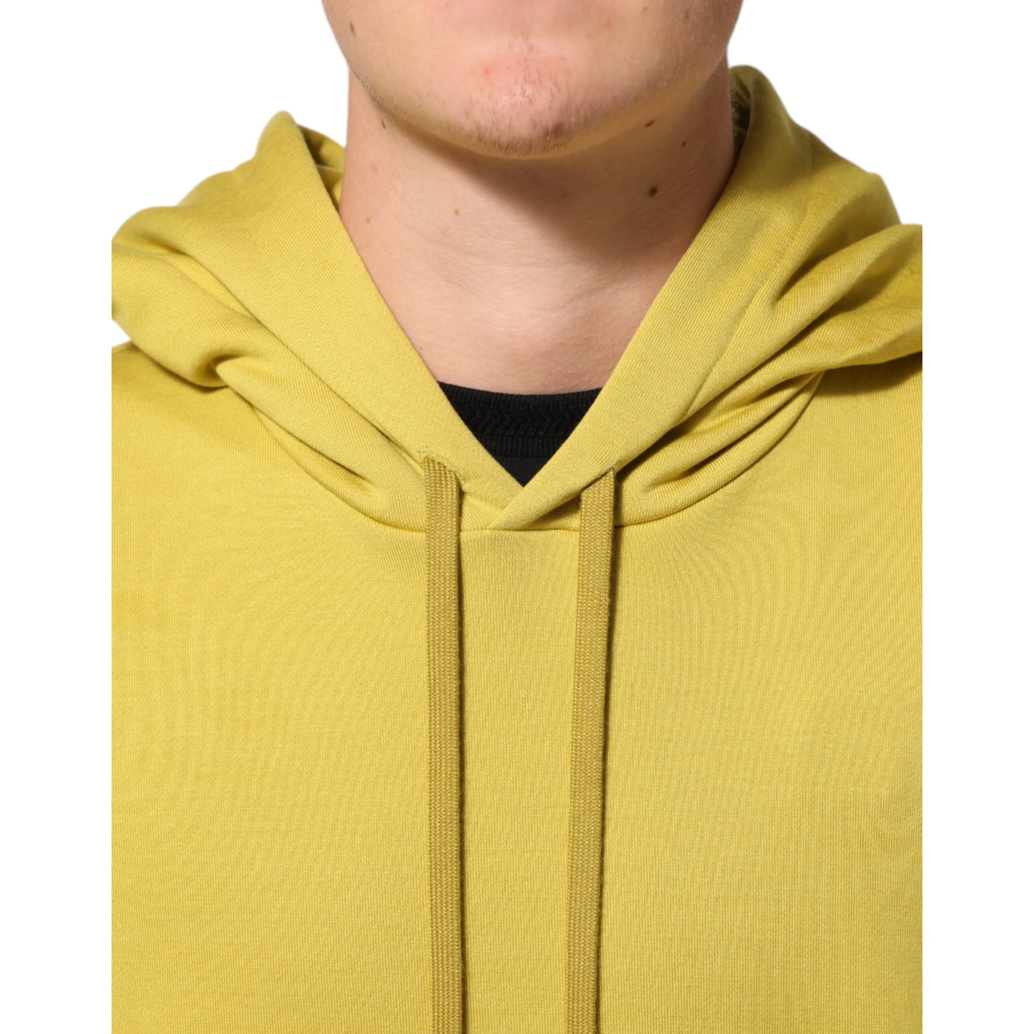 Yellow Logo Cotton Hooded Sweatshirt Sweater