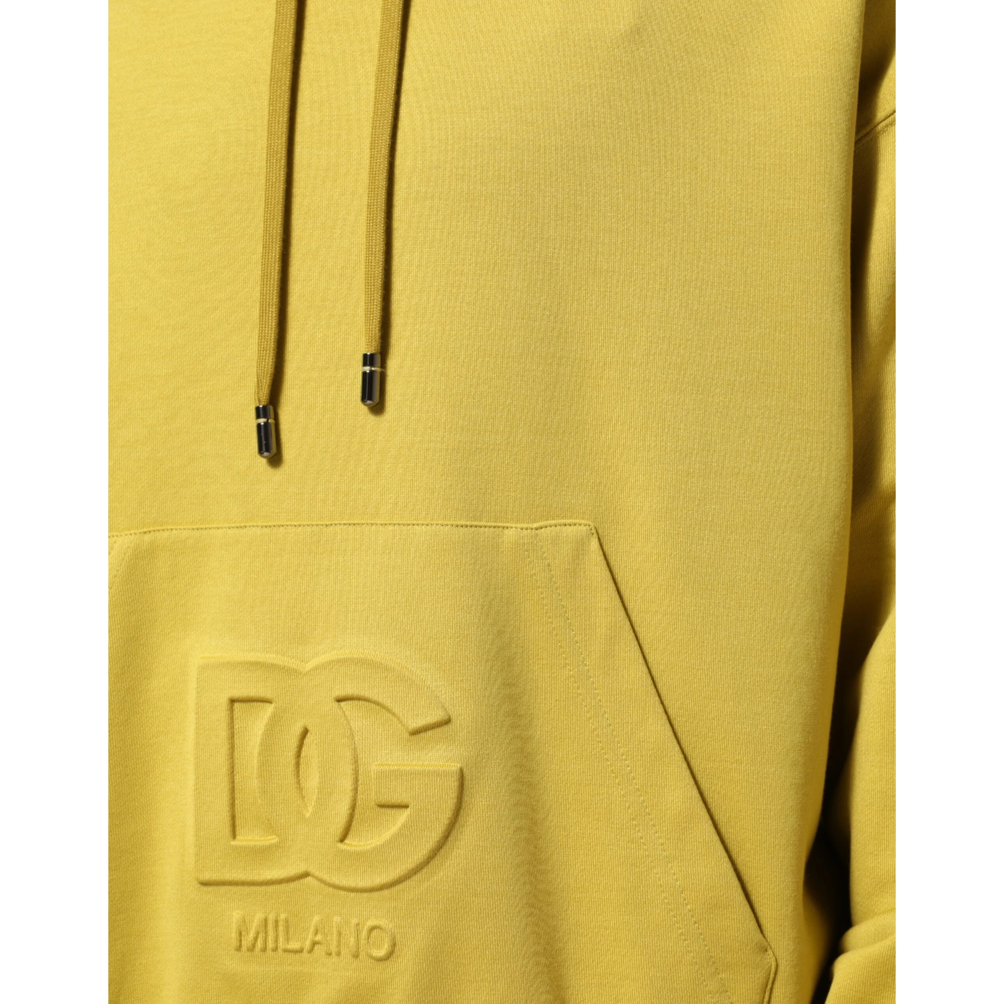 Yellow Logo Cotton Hooded Sweatshirt Sweater