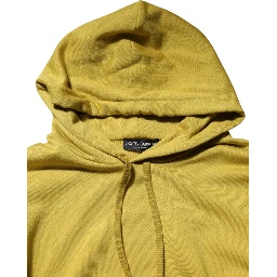Yellow Logo Cotton Hooded Sweatshirt Sweater