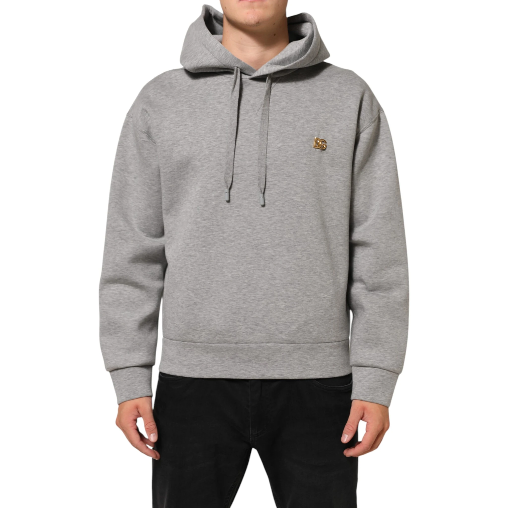 Gray Logo Cotton Hooded Sweatshirt Sweater