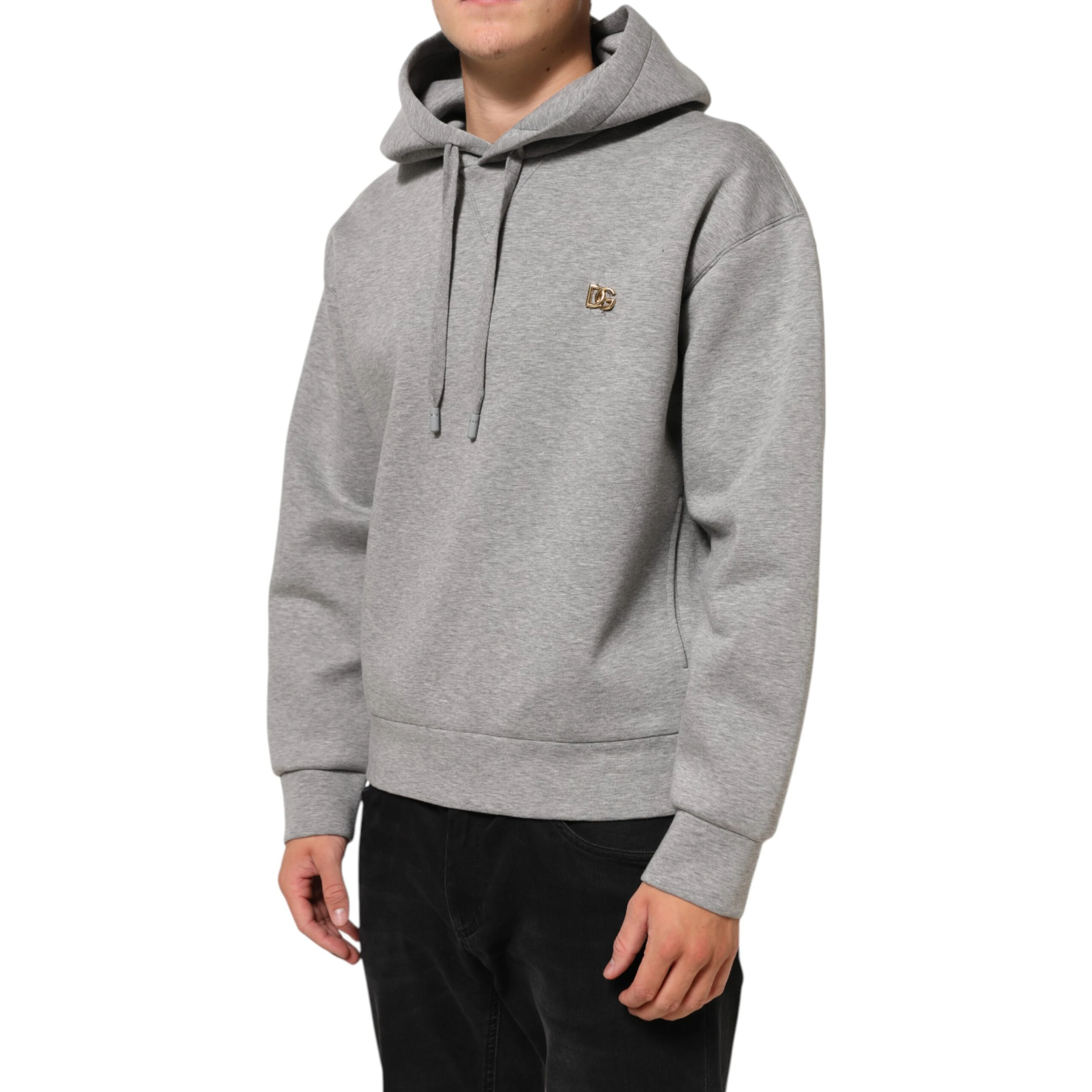 Gray Logo Cotton Hooded Sweatshirt Sweater