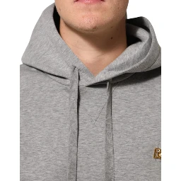 Gray Logo Cotton Hooded Sweatshirt Sweater