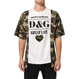 White Logo Camouflage Crew Neck Men T-shirt