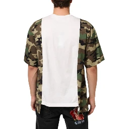 White Logo Camouflage Crew Neck Men T-shirt