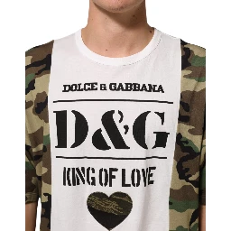 White Logo Camouflage Crew Neck Men T-shirt