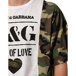 White Logo Camouflage Crew Neck Men T-shirt