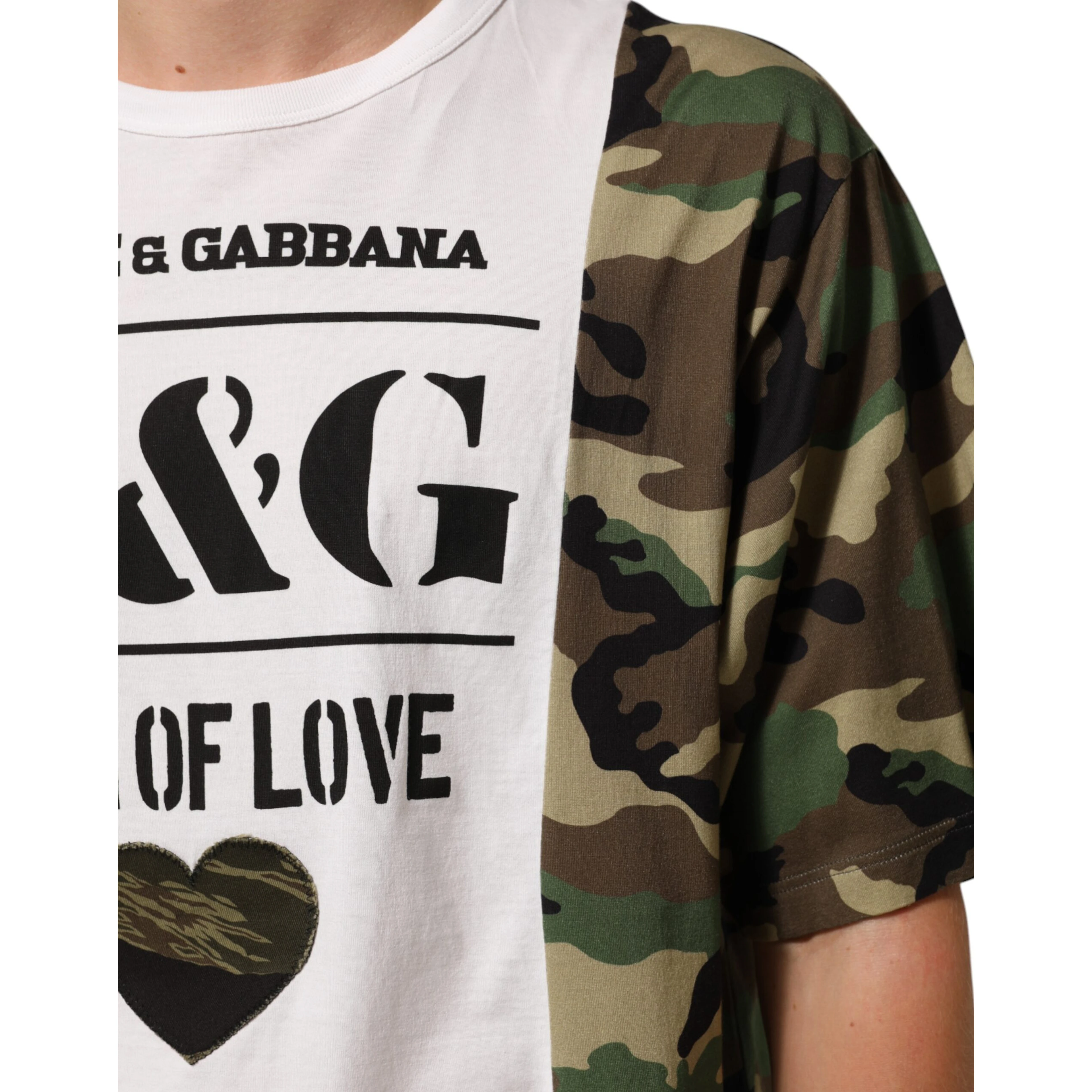 White Logo Camouflage Crew Neck Men T-shirt