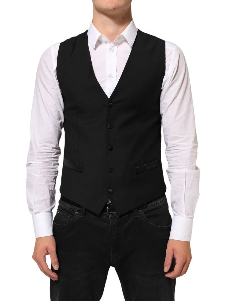 Black Wool Dress Formal Men Waistcoat Vest