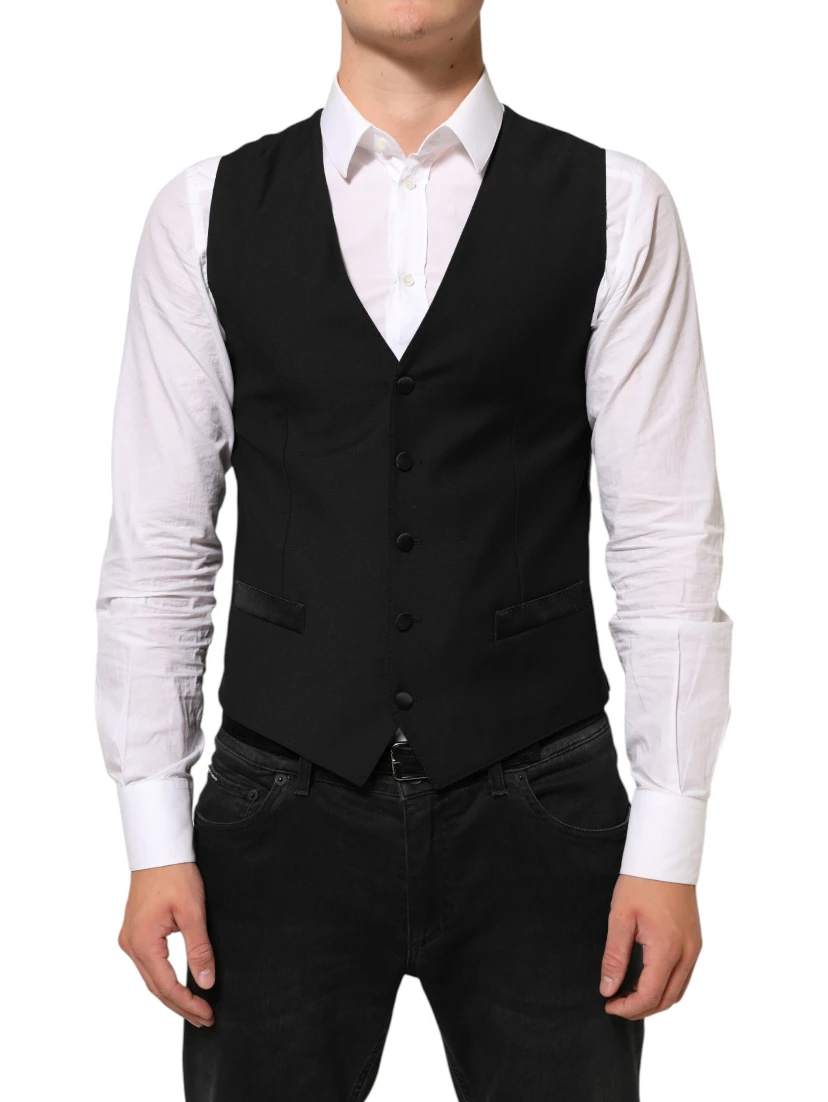 Black Wool Dress Formal Men Waistcoat Vest
