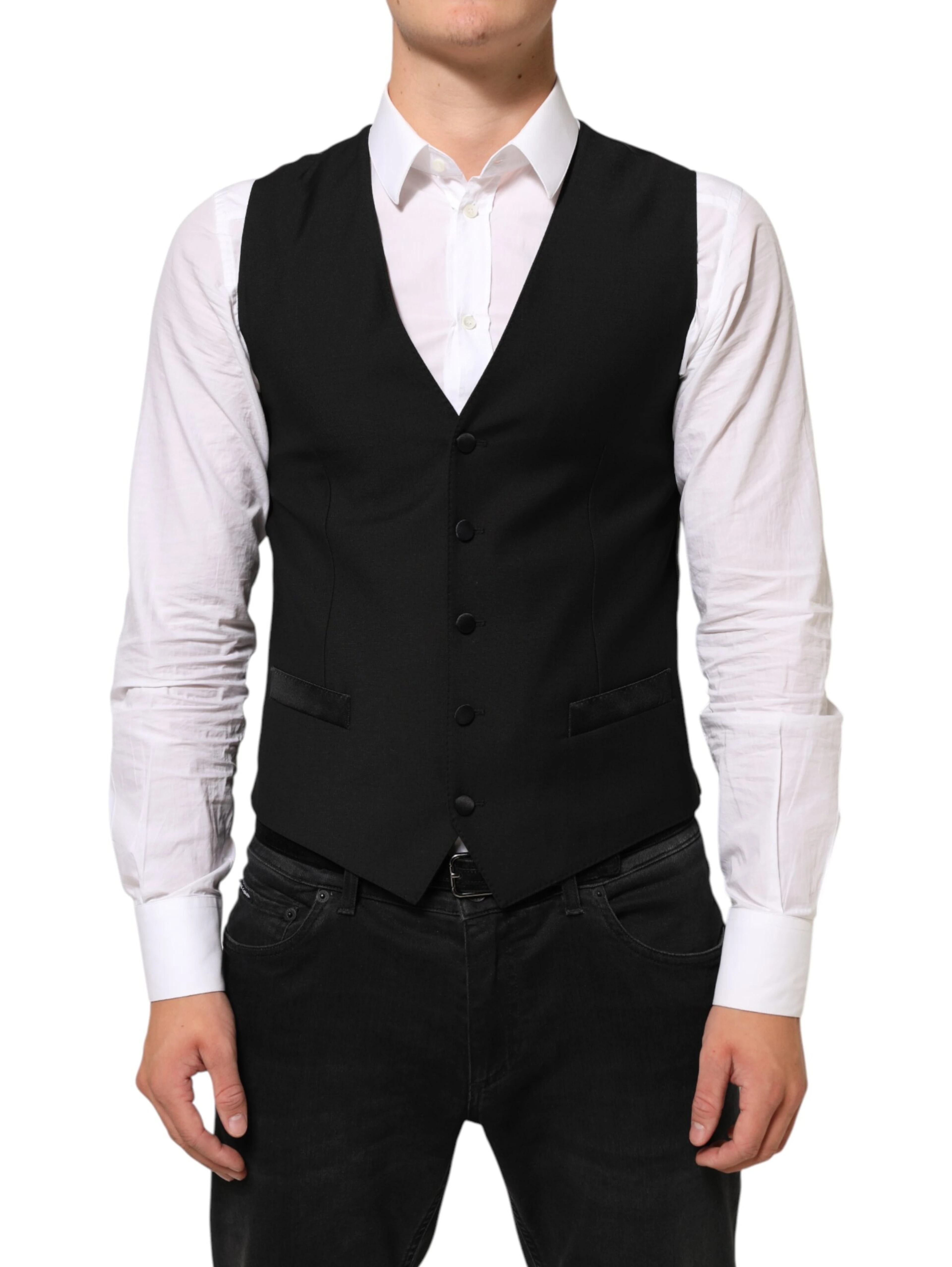 Black Wool Dress Formal Men Waistcoat Vest