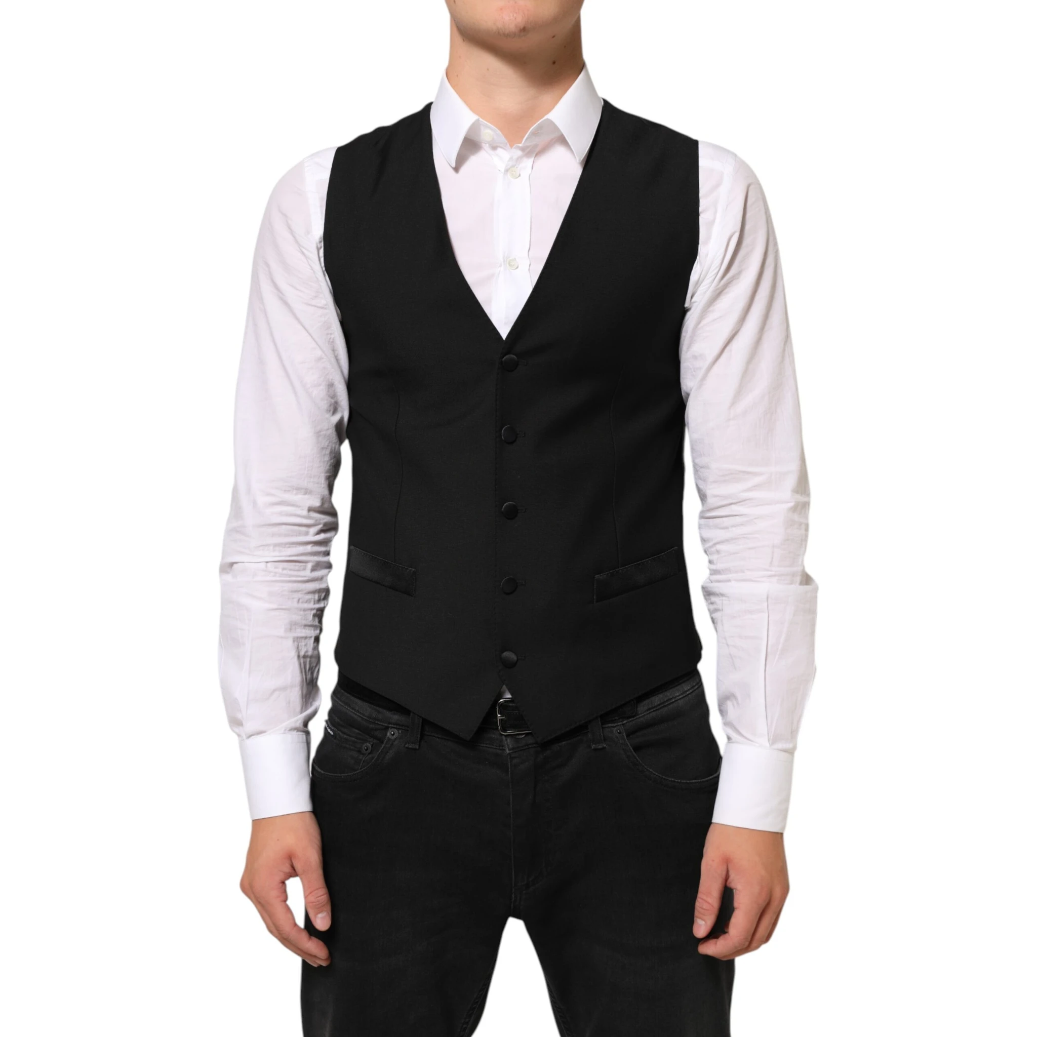 Black Wool Dress Formal Men Waistcoat Vest