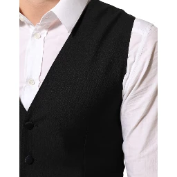 Black Wool Dress Formal Men Waistcoat Vest