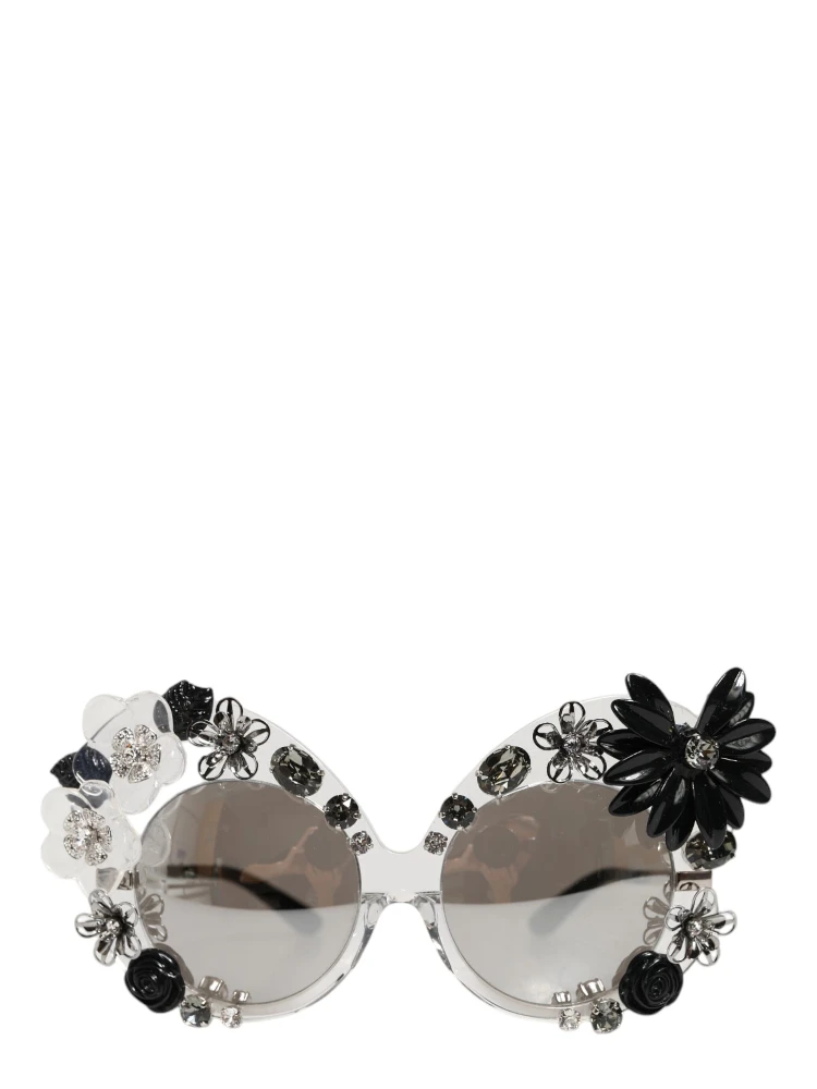 Transparent DG4292 Round Crystal Flowers Sunglasses