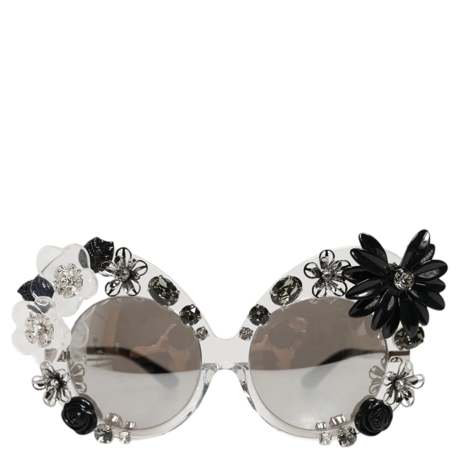 Transparent DG4292 Round Crystal Flowers Sunglasses