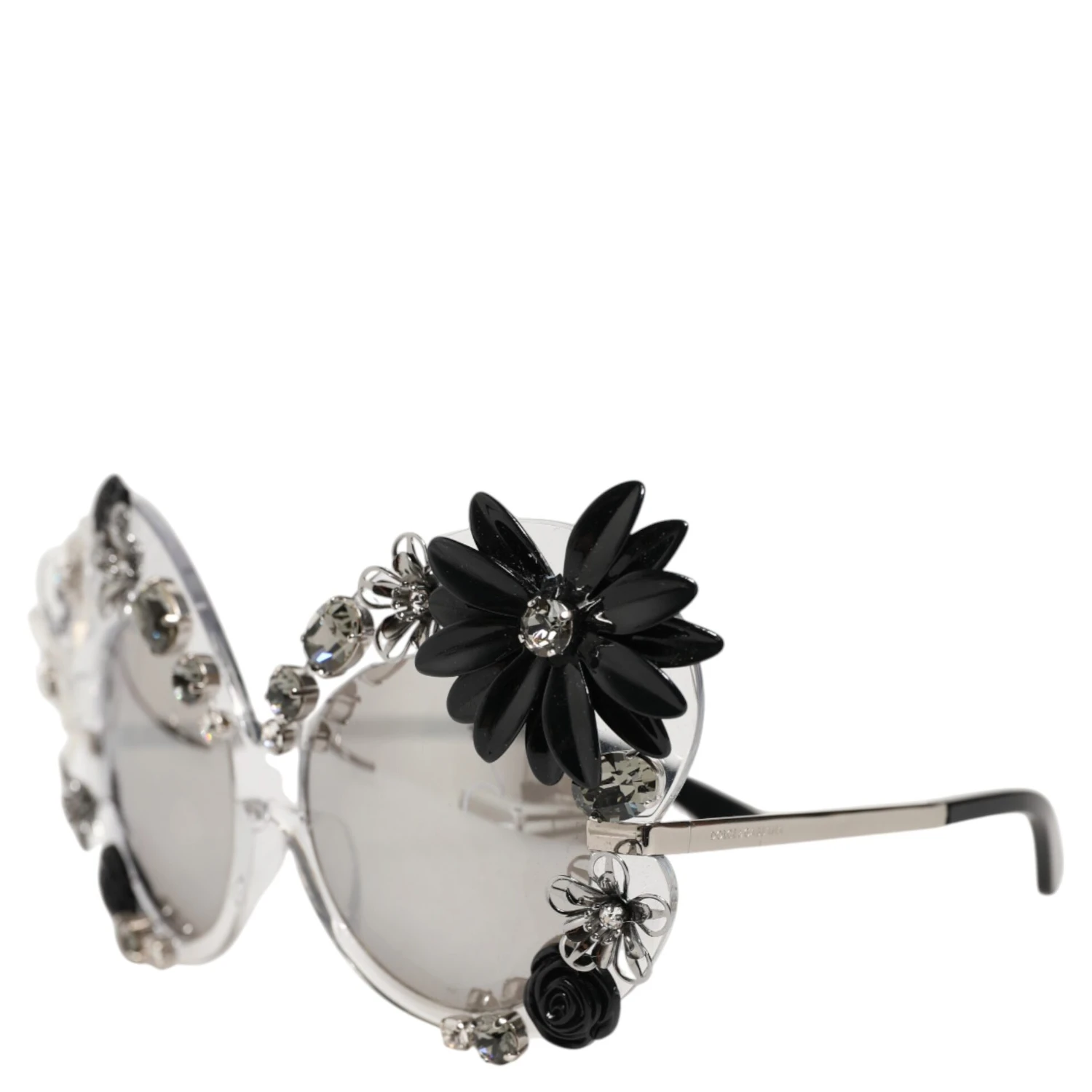 Transparent DG4292 Round Crystal Flowers Sunglasses