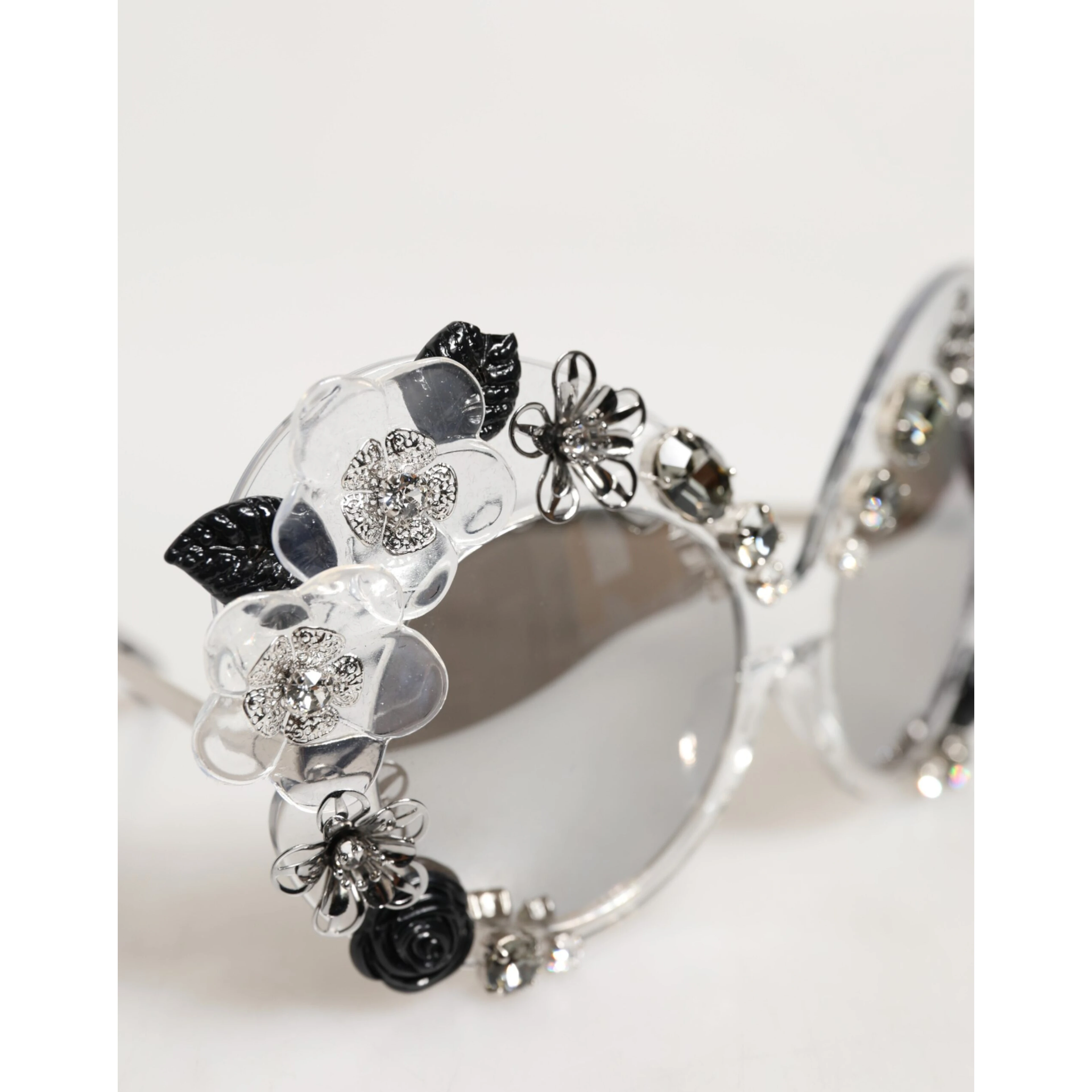 Transparent DG4292 Round Crystal Flowers Sunglasses