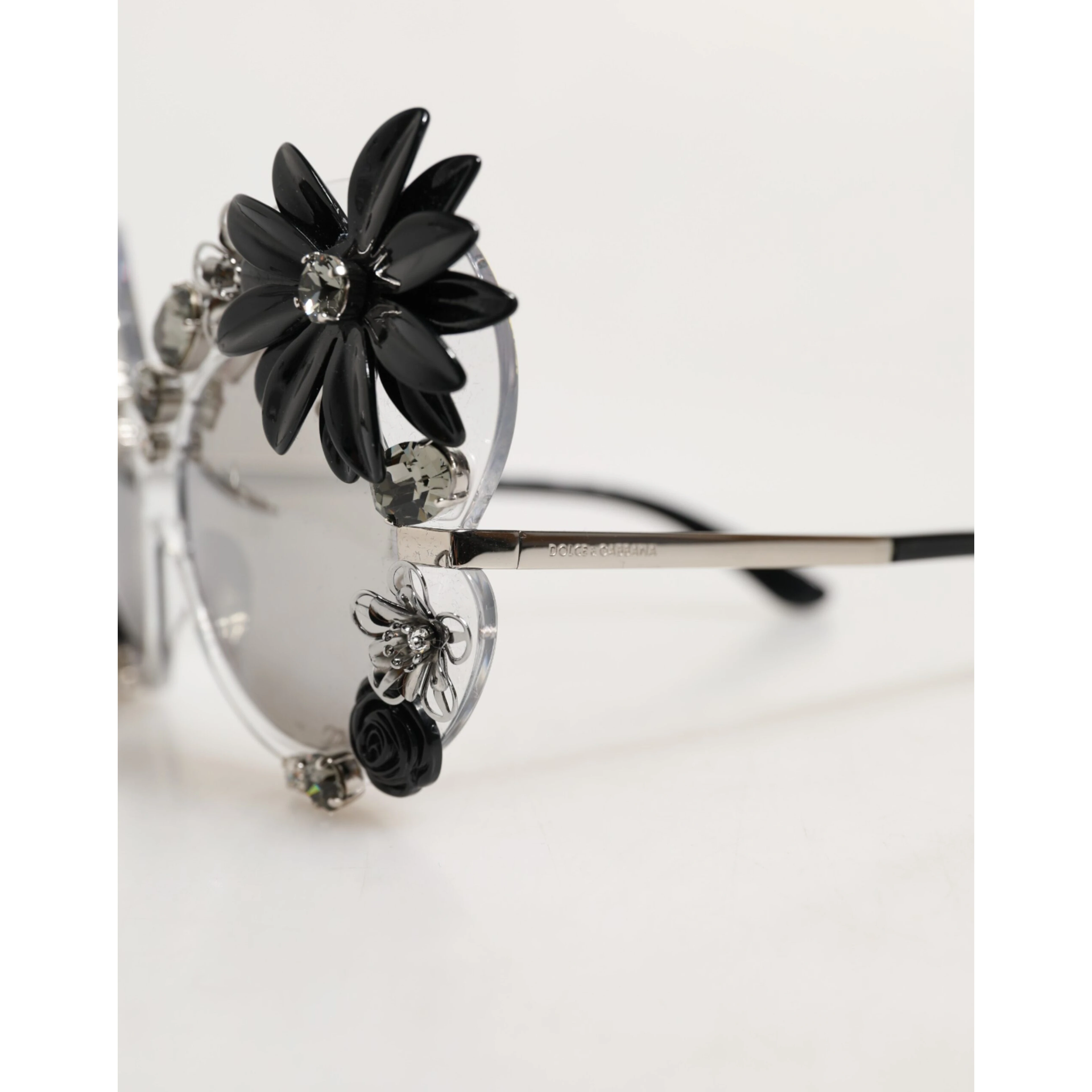Transparent DG4292 Round Crystal Flowers Sunglasses