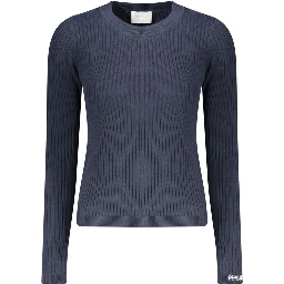 Blue Cotton Women Sweater
