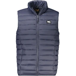 Blue Polyester Men Jacket