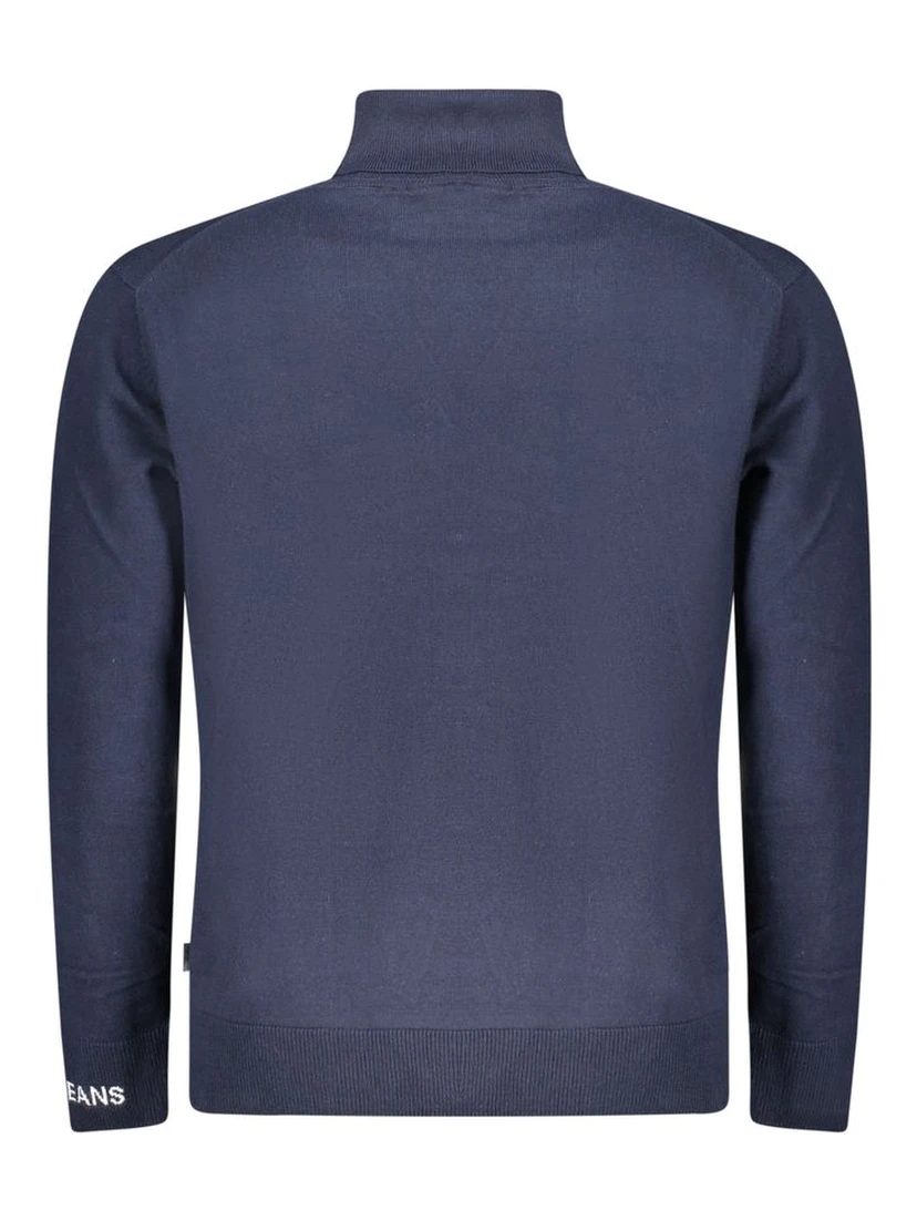 Blue Cotton Men Sweater