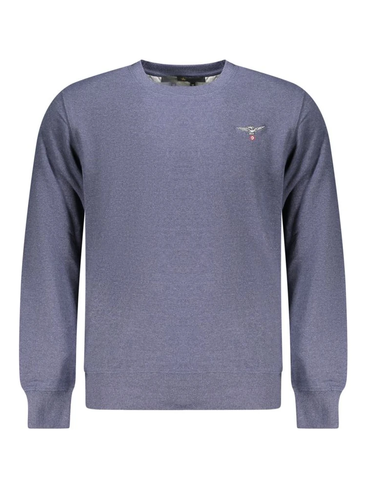 Blue Cotton Men Sweater