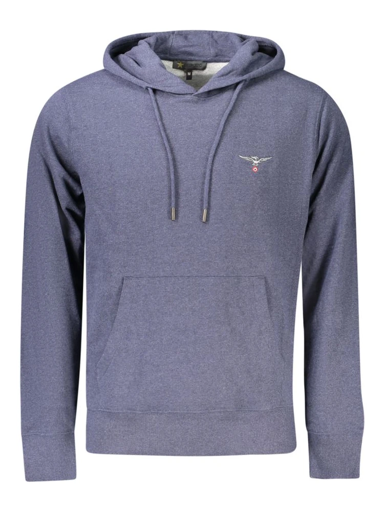 Blue Cotton Men's Hooded Sweater