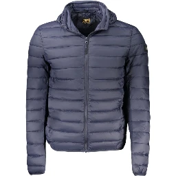 Blue Polyester Men Jacket